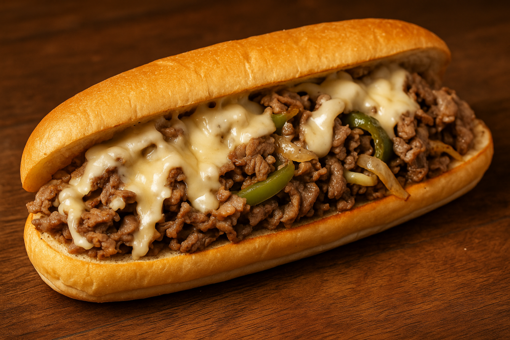 Classic Philly cheese steak sub. ChatGPT generated image.